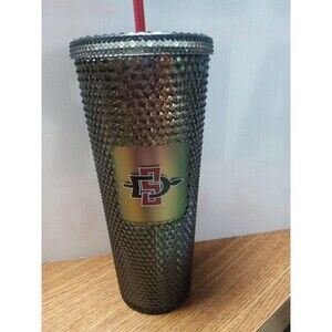 NEW Starbucks 2023 Studded Dazzle Black Gray 24 oz Tumbler Cold Cup San Diego